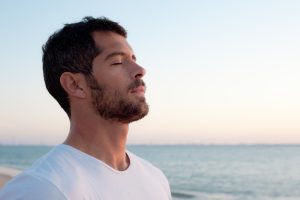 man with closed eyes