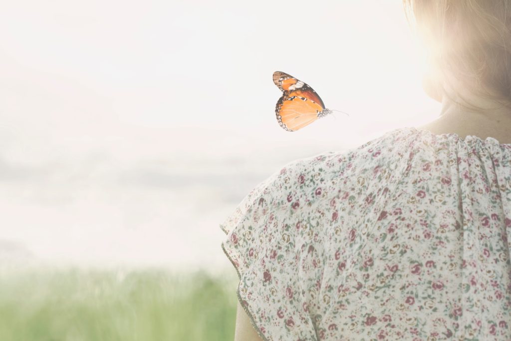 woman butterfly